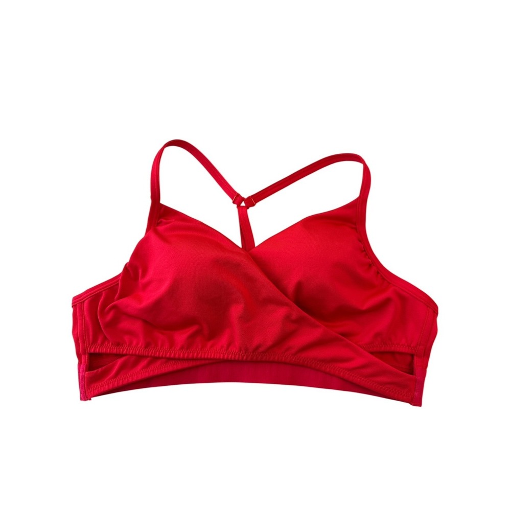 Victoria's Secret PINK Wrap Front Sports Bra Bikini Top Red Classy Chic Large